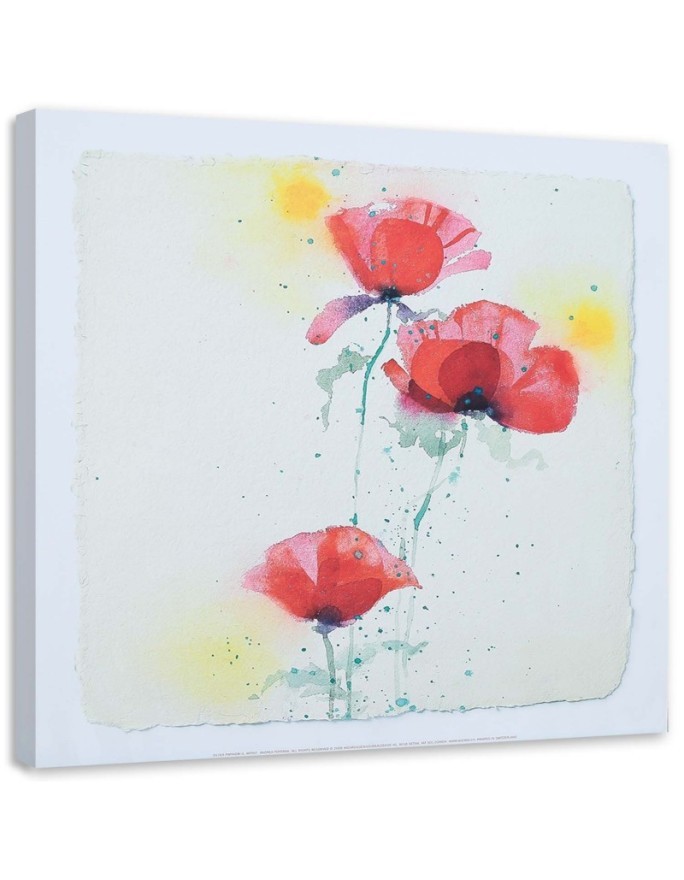 Dekoratives Leinwandbild - Wie drei handgemalte Mohnblumen | Feeby