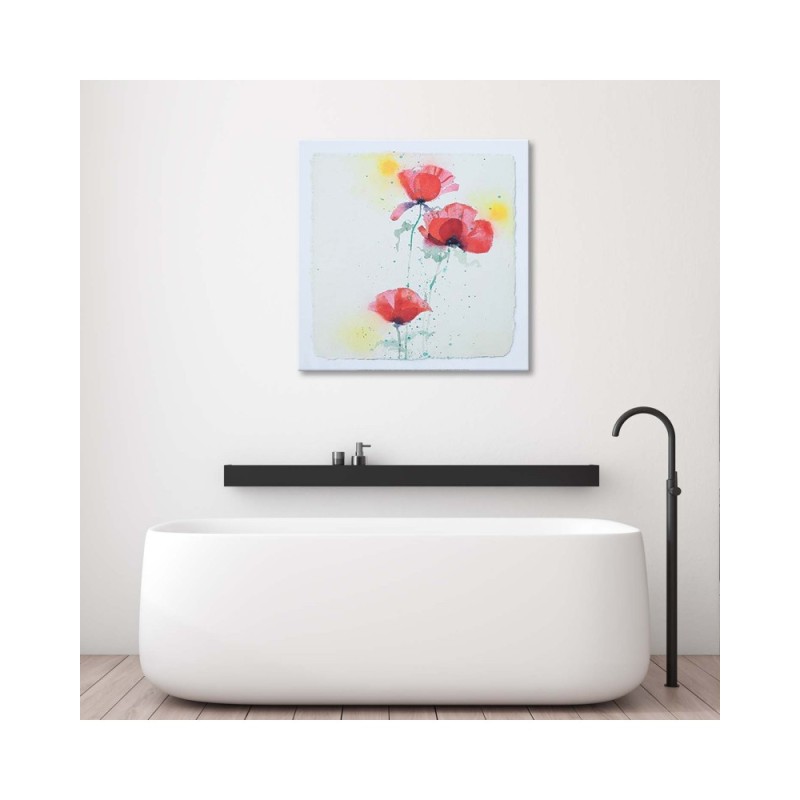 Dekoratives Leinwandbild - Wie drei handgemalte Mohnblumen | Feeby