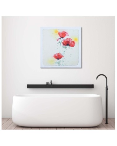 Dekoratives Leinwandbild - Wie drei handgemalte Mohnblumen | Feeby