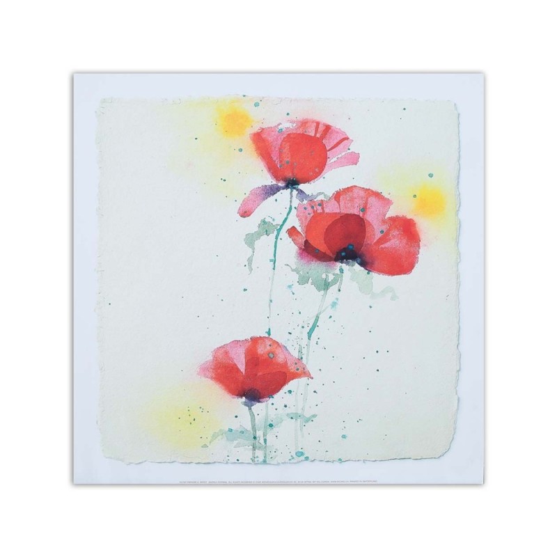 Dekoratives Leinwandbild - Wie drei handgemalte Mohnblumen | Feeby