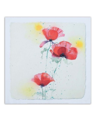 Dekoratives Leinwandbild - Wie drei handgemalte Mohnblumen | Feeby