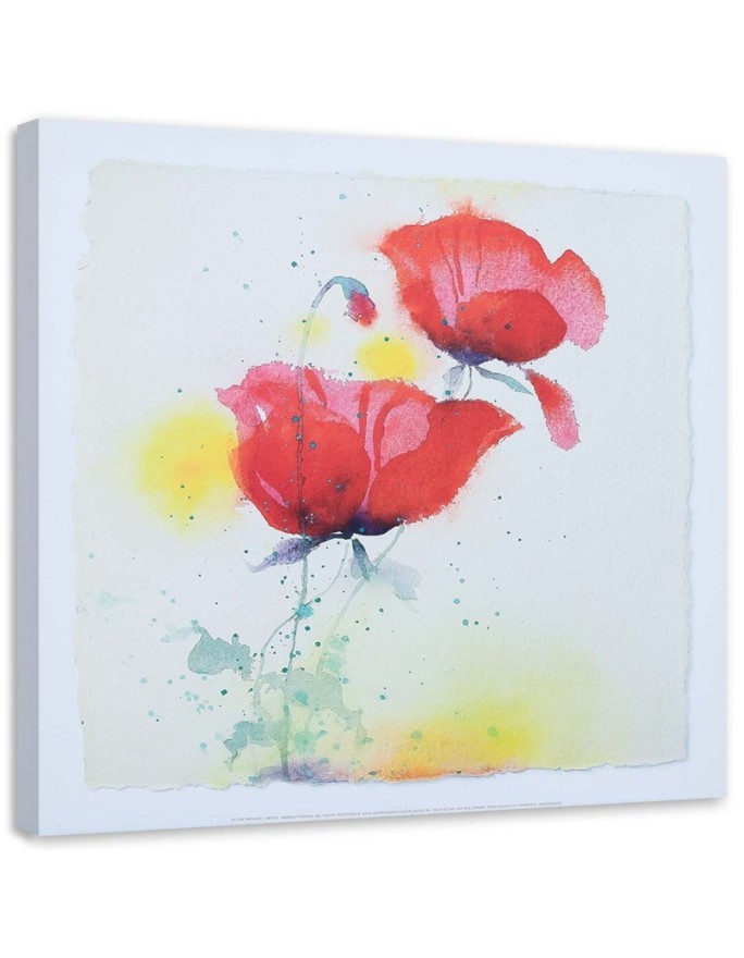 Leinwandbild - Wie zwei handgemalte Mohnblumen | Feeby