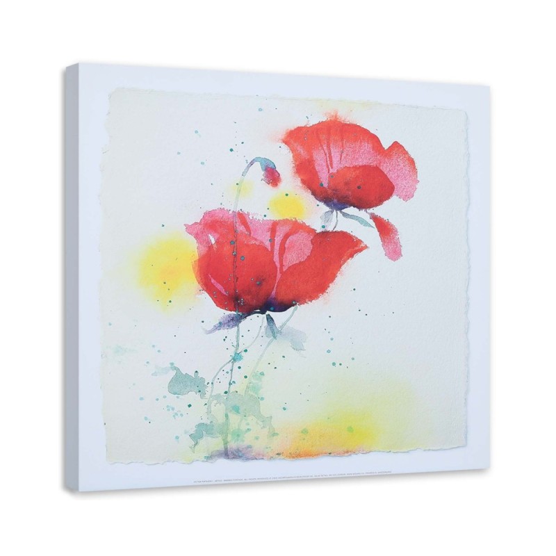 Leinwandbild - Wie zwei handgemalte Mohnblumen | Feeby