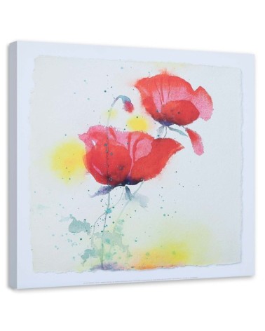 Leinwandbild - Wie zwei handgemalte Mohnblumen | Feeby
