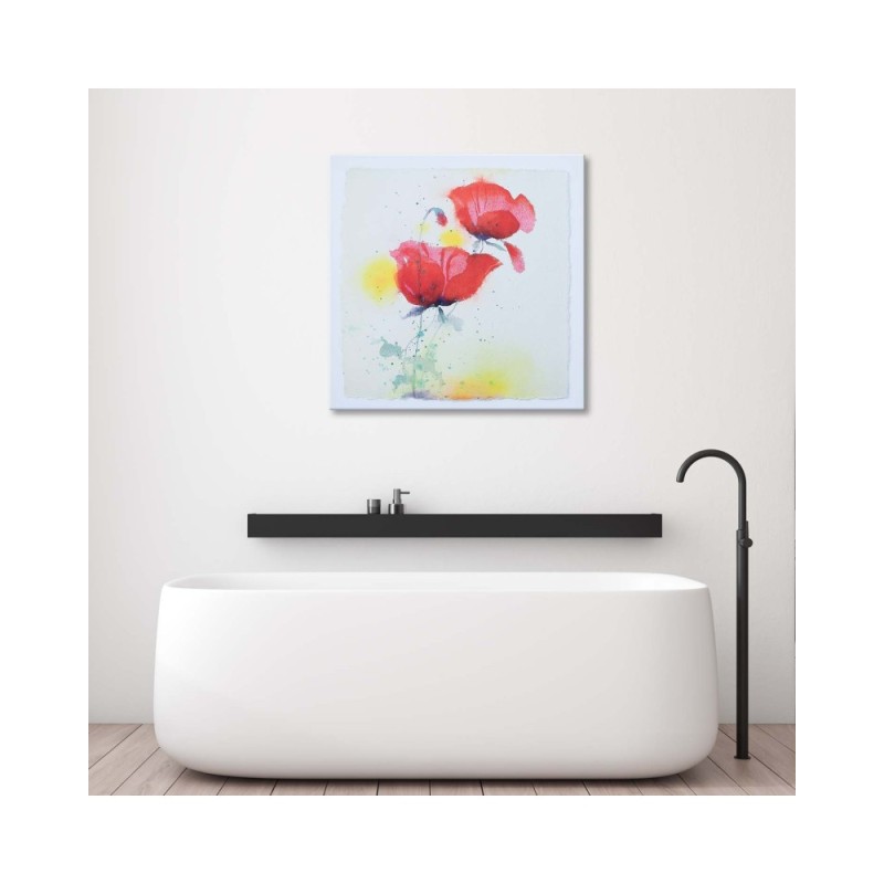 Leinwandbild - Wie zwei handgemalte Mohnblumen | Feeby