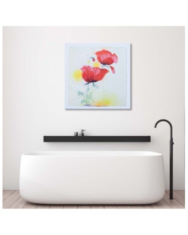 Leinwandbild - Wie zwei handgemalte Mohnblumen | Feeby