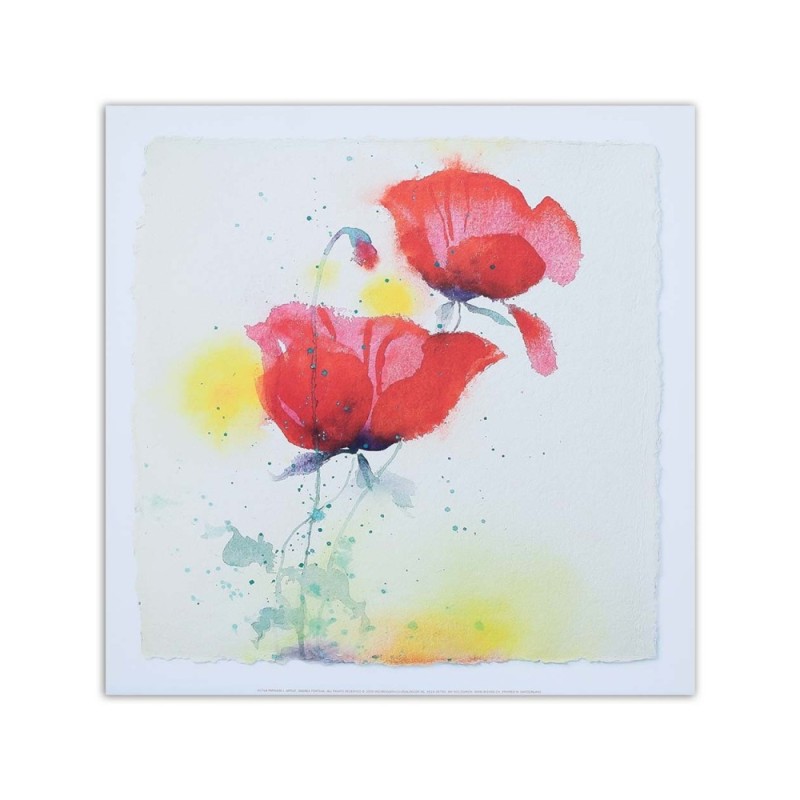 Leinwandbild - Wie zwei handgemalte Mohnblumen | Feeby