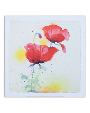 Leinwandbild - Wie zwei handgemalte Mohnblumen | Feeby