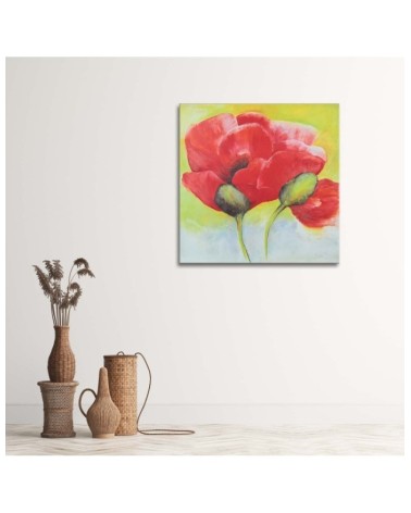 Wandbild für Wohnzimmer - Zwei Mohnblumen in Großaufnahme | Feeby