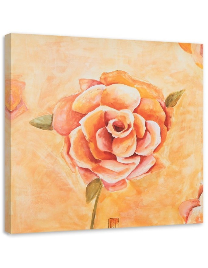 Modernes Wandbild - Orangefarbene Rose Nahaufnahme | Feeby