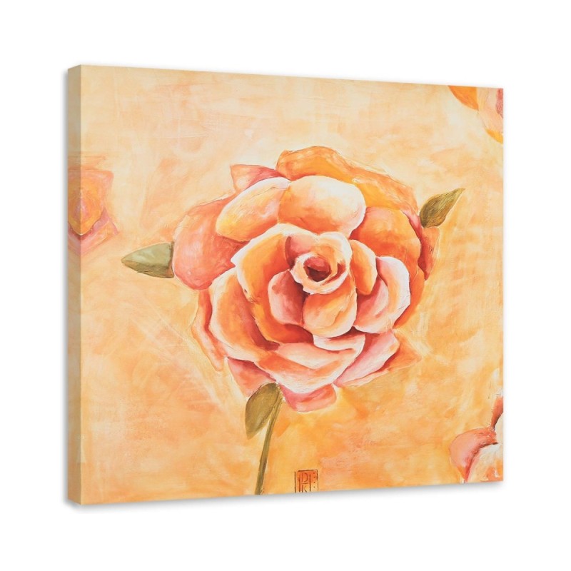 Modernes Wandbild - Orangefarbene Rose Nahaufnahme | Feeby