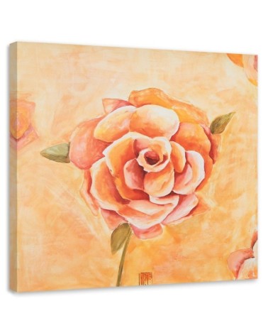 Modernes Wandbild - Orangefarbene Rose Nahaufnahme | Feeby