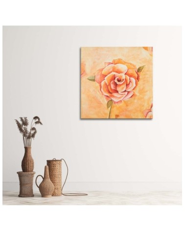 Modernes Wandbild - Orangefarbene Rose Nahaufnahme | Feeby