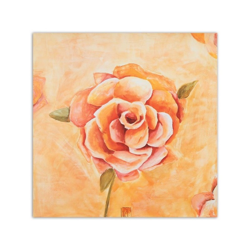 Modernes Wandbild - Orangefarbene Rose Nahaufnahme | Feeby