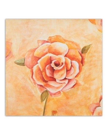 Modernes Wandbild - Orangefarbene Rose Nahaufnahme | Feeby