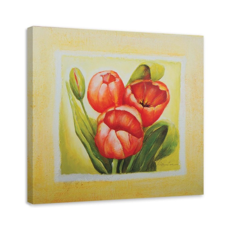 Dekoratives Leinwandbild - Drei rote Tulpen | Feeby