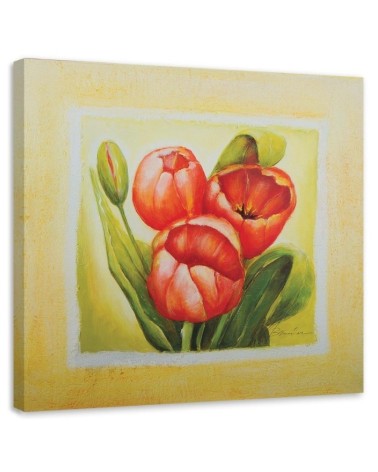 Dekoratives Leinwandbild - Drei rote Tulpen | Feeby