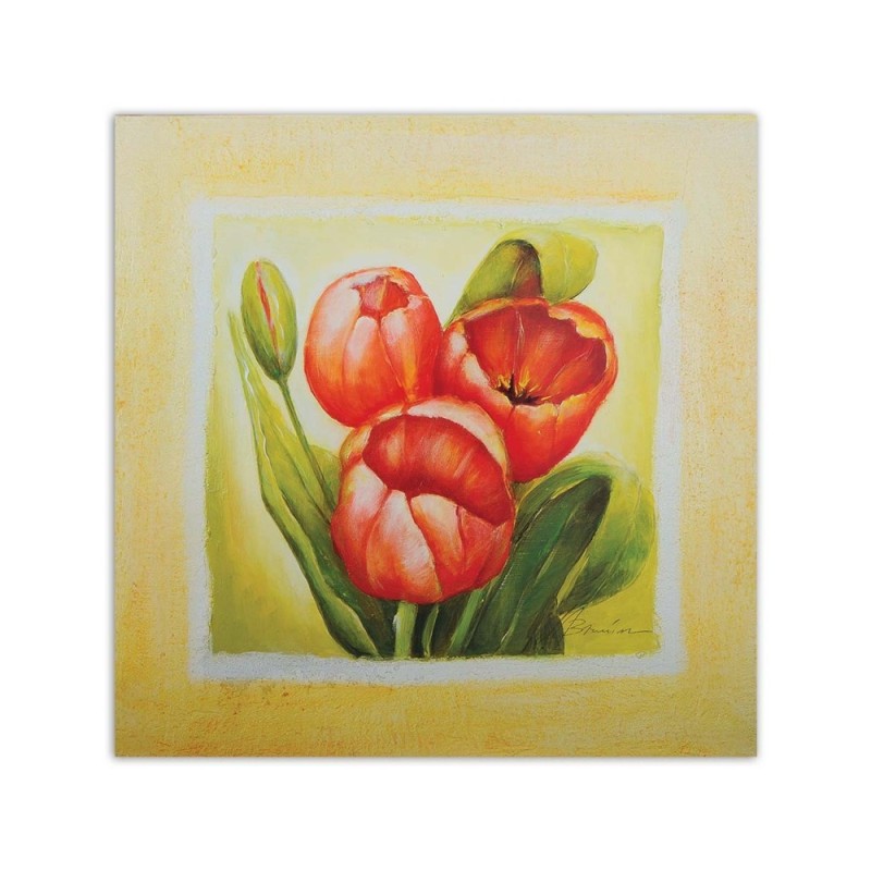 Dekoratives Leinwandbild - Drei rote Tulpen | Feeby