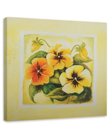 Painting on Canvas for living room - Yellow pansies flowers | FEEBY
