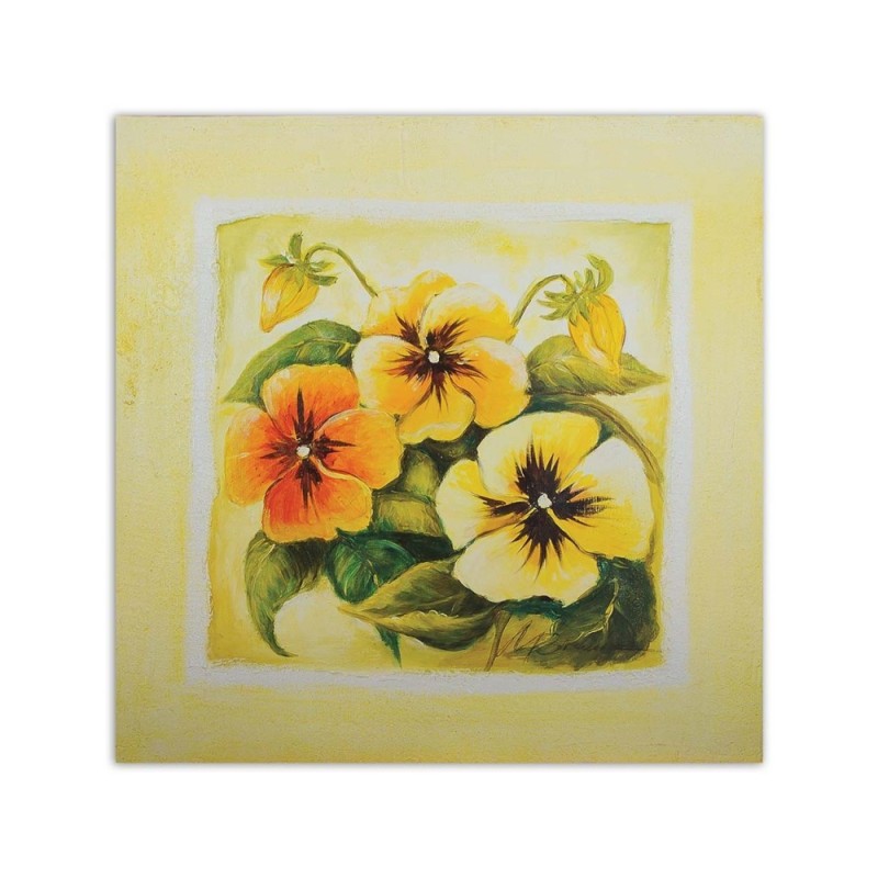 Leinwandbild - Drei gelbe Stiefmütterchen | Feeby