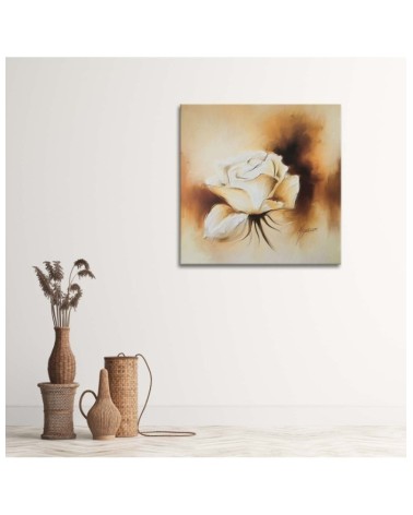 Leinwandbild - Wie eine handgemalte weiße Rose | Feeby