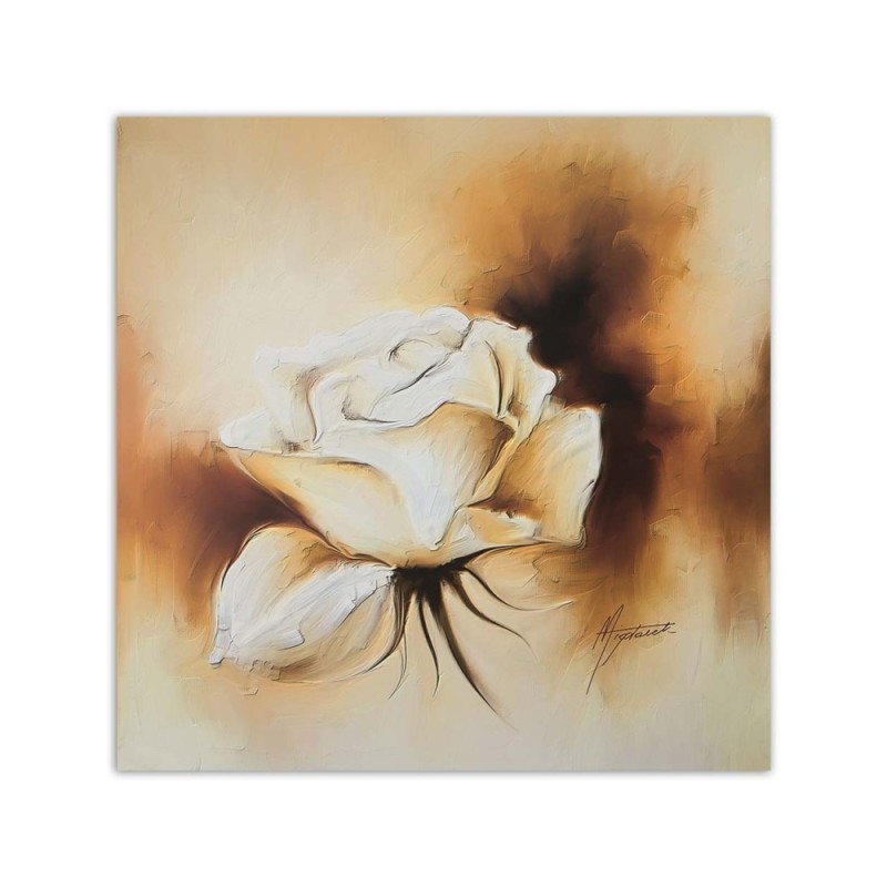 Leinwandbild - Wie eine handgemalte weiße Rose | Feeby