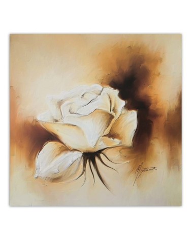 Leinwandbild - Wie eine handgemalte weiße Rose | Feeby