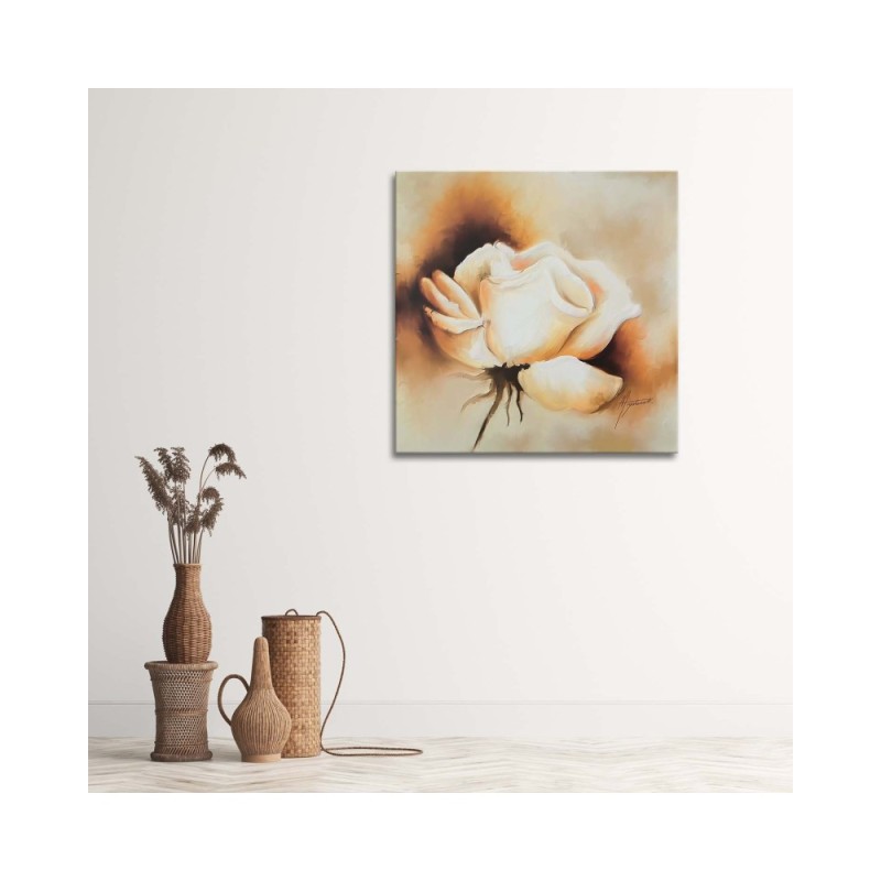 Bild auf Leinwand - Eine Knospe der weißen Rose | Feeby