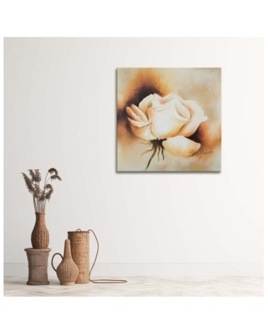 Bild auf Leinwand - Eine Knospe der weißen Rose | Feeby