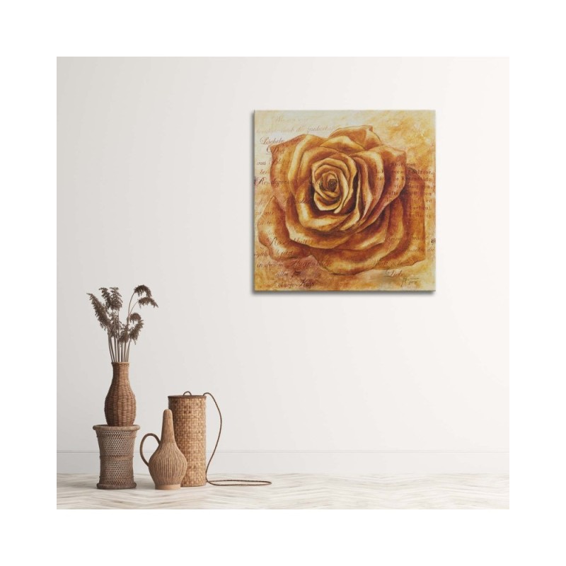 Leinwandbild - Orangefarbener Rosenkopf | Feeby