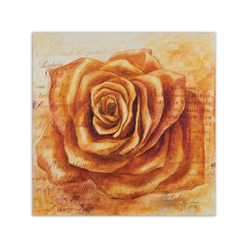 Leinwandbild - Orangefarbener Rosenkopf | Feeby