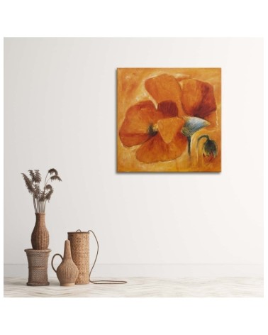 Leinwandbild - Orangefarbene Mohnblumen in Nahaufnahme | Feeby