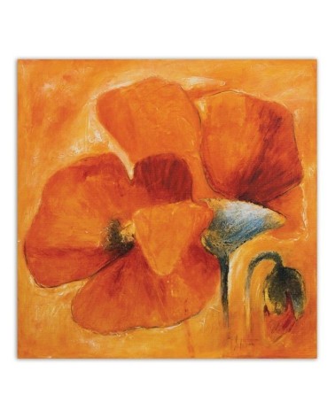 Leinwandbild - Orangefarbene Mohnblumen in Nahaufnahme | Feeby