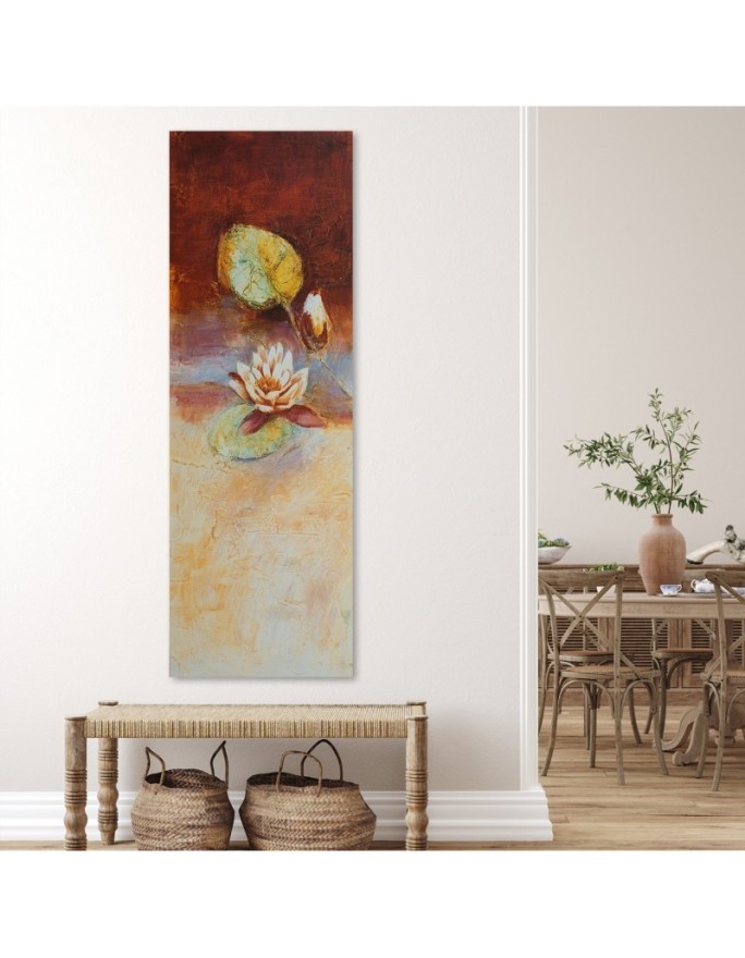 Canvas prints for living room - Water lily flower as hand painted | FEEBY