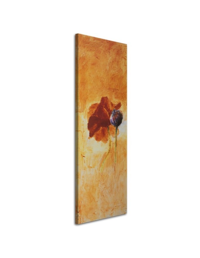 Canvas prints for living room - Poppy flower as hand-painted | FEEBY