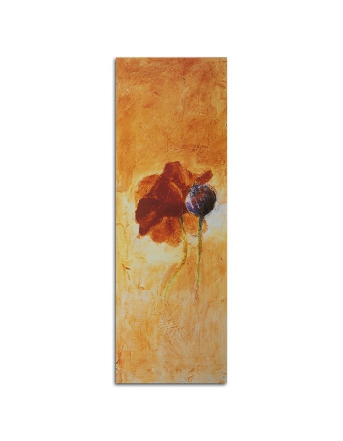 Canvas prints for living room - Poppy flower as hand-painted | FEEBY