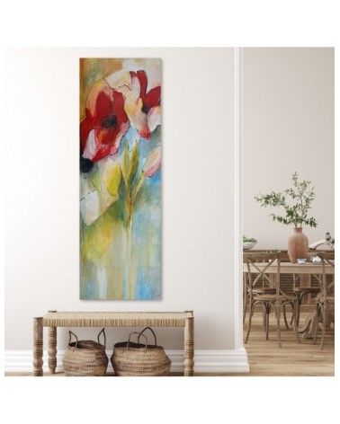 Leinwanddruck - Mohnblumen und Rosenknospen | Feeby