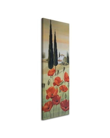 Poppies and Tuscan landscape - Painting as if hand-painted | FEEBY