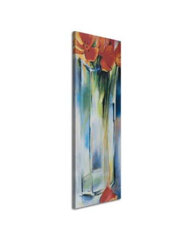 Poppies flowers in a vase - Hand-painted Canvas painting | FEEBY