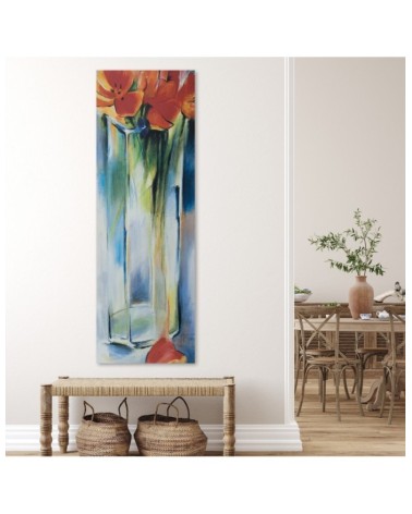 Bild auf Leinwand - Blumen in einer transparenten Vase | Feeby