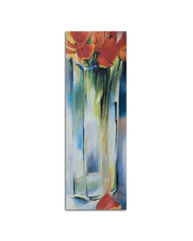 Bild auf Leinwand - Blumen in einer transparenten Vase | Feeby