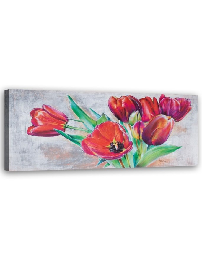 Modernes Wandbild - Blumenstrauß aus roten Tulpen | Feeby