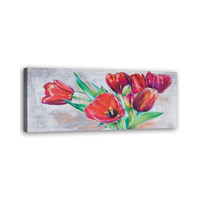 Modernes Wandbild - Blumenstrauß aus roten Tulpen | Feeby