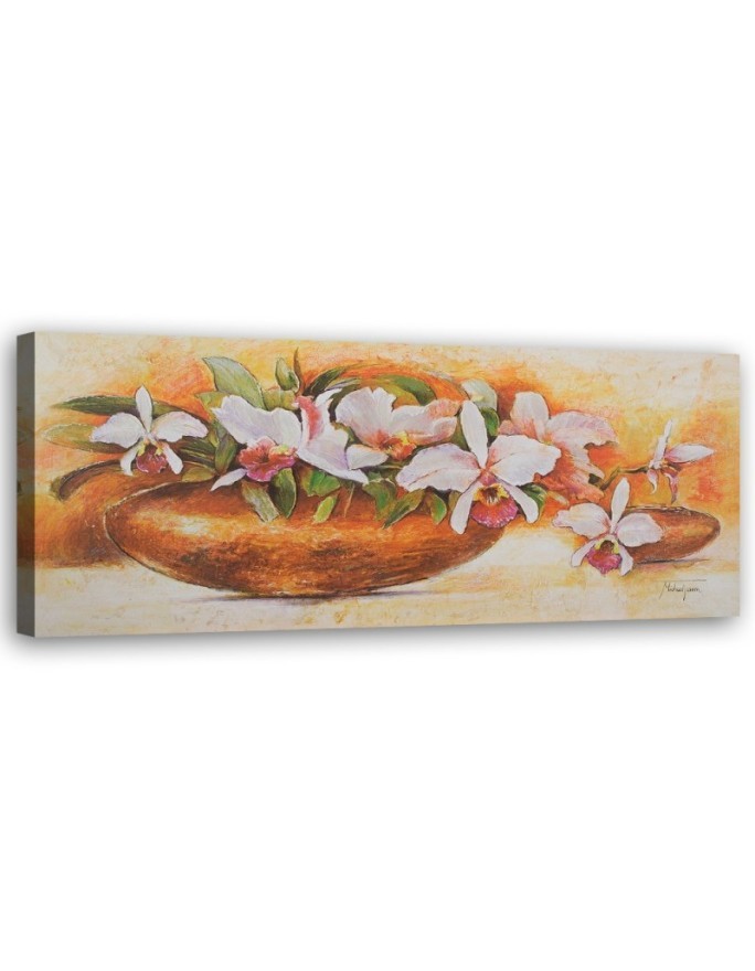 Bild auf Leinwand - Gartenblumen in einer runden Vase | Feeby