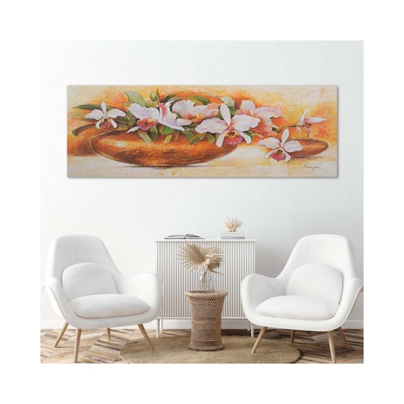 Bild auf Leinwand - Gartenblumen in einer runden Vase | Feeby