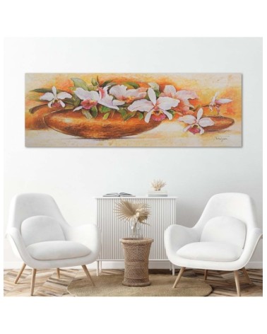 Bild auf Leinwand - Gartenblumen in einer runden Vase | Feeby