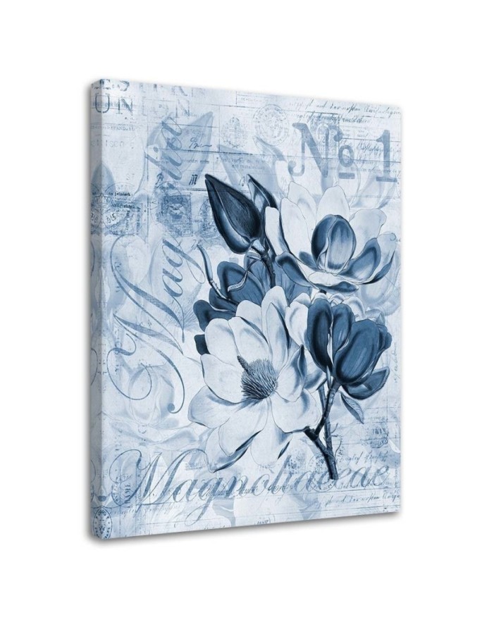 Magnolie na niebieskim tle - Obraz w stylu vintage | FEEBY