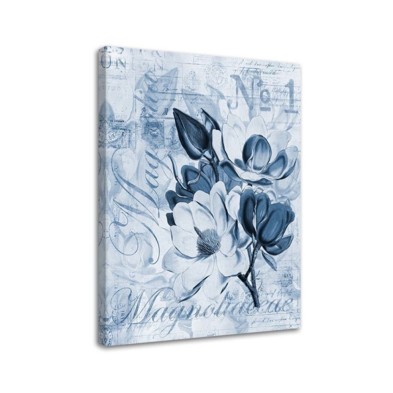 Magnolie na niebieskim tle - Obraz w stylu vintage | FEEBY