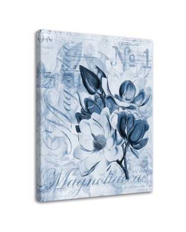 Magnolie na niebieskim tle - Obraz w stylu vintage | FEEBY