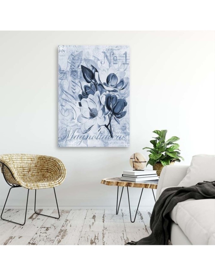 Magnolie na niebieskim tle - Obraz w stylu vintage | FEEBY